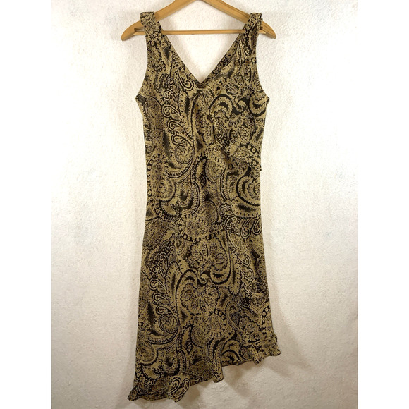 DBY Dresses & Skirts - Vintage 90s Womens Y2K Paisley Midi Ruffle Dress Sz M? Earthy Fairy Grunge Boho